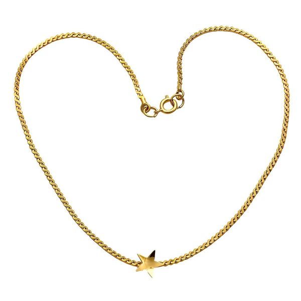 Gold Plated Serpentine Necklace with Gold Star circa 1980s